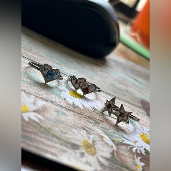 Silver Heart and Star Ring Set - Picture 4 of 6